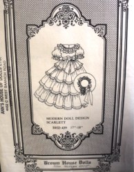 439 BROWN HOUSE 17-18''DOLL SCARLETT TIER FLR DRESS,HAT PATTERN